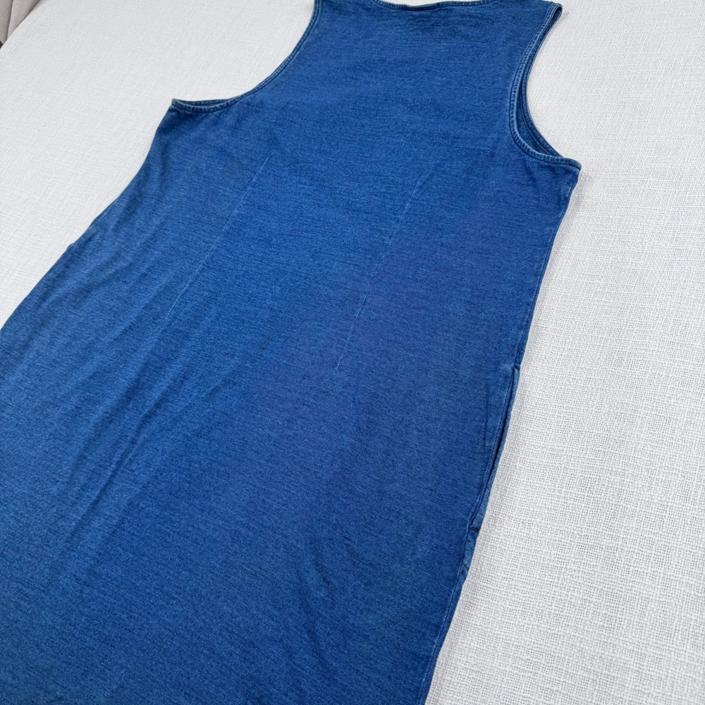 Pure Jill Indigo Tank Sleeveless Shift Tunic Cotton Dress Pockets Large Petite - Picture 7 of 9